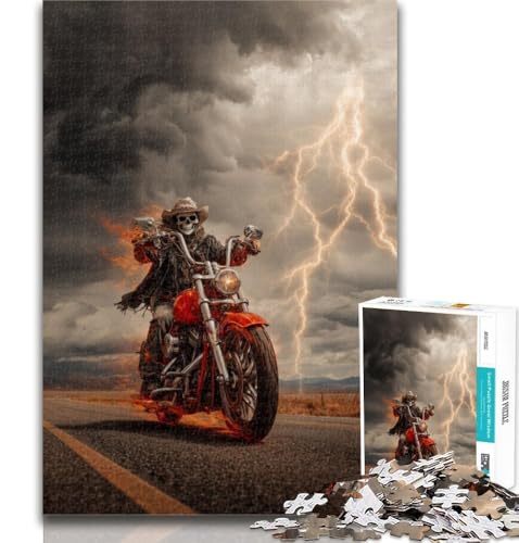 Puzzle mit Motorradskelett, 1000 Teile, für Erwachsene und Jugendliche, Lernspiele, Heimdekoration, Geschenk für die ganze Familie, 50x75cm von GOIUYTGM