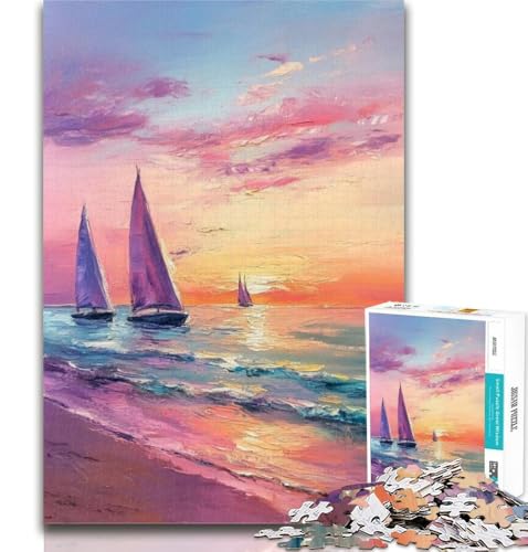 Puzzle mit Ölgemälde auf Segelbooten für Teenager, 1000 Teile, Lernspiele, Heimdekoration, Geschenk für die ganze Familie, 26x38cm von GOIUYTGM