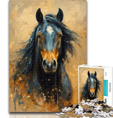 Puzzle mit Pferdeölgemälde, 1000 Teile, für Jugendliche ab 14 Jahren, unmögliches Spiel, Erwachsene und Jugendliche, 50x75cm von GOIUYTGM
