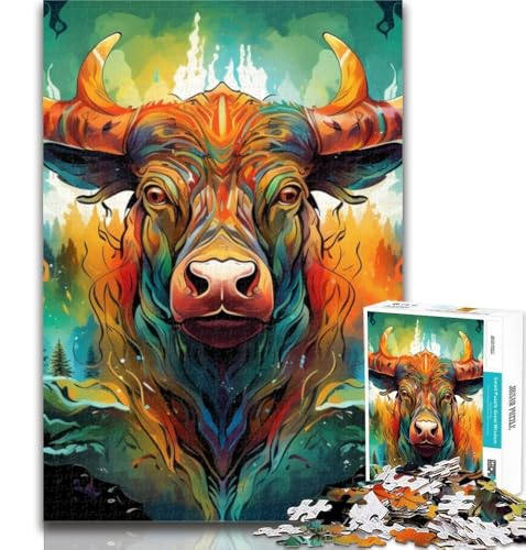 Puzzle mit Tiermotiven, Büffel, 1000 Teile, für Jugendliche, Lernspiele, Herausforderungsspielzeug, einzigartige Heimdekoration und Geschenke, 26x38cm von GOIUYTGM