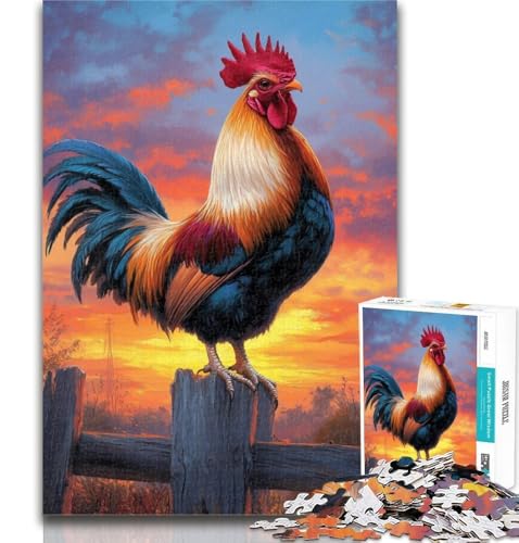 Puzzle mit Tiermotiven und Hahn, 1000 Teile, Lernspiele, Heimdekoration, Geschenk für die ganze Familie, 50x75cm von GOIUYTGM