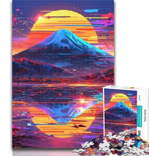 Puzzle mit dem Berg Fuji, Japan, für Erwachsene und Jugendliche, anspruchsvoll und schwierig, mit vollständig ineinandergreifenden, zufällig geformten Teilen, 50x75cm von GOIUYTGM