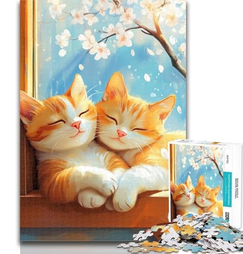 Puzzle mit schlafender Katze, 1000 Teile, für Teenager, Lernspiele, Herausforderungsspielzeug, einzigartige Heimdekoration und Geschenke, 26x38cm von GOIUYTGM