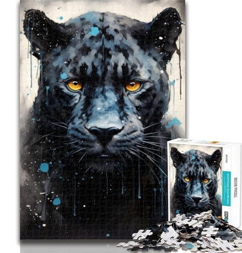 Puzzle mit schwarzem Leopardenmuster, 1000 Teile, für Teenager, Lernspiele, Heimdekoration, als Geschenk für die ganze Familie, 50x75cm von GOIUYTGM