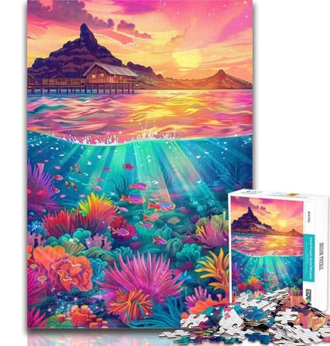 Puzzles 1000 Teile für Teenager, Psychedelic Island, Teenager-Puzzles, Quizspiel, Wanddekoration, einzigartige Geburtstags, 26x38cm von GOIUYTGM