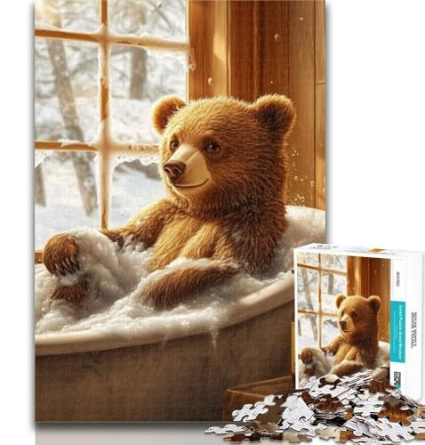Puzzles Badezimmer Braunbär Puzzle 1000 Teile für Erwachsene Teenager, Spielzeug Lernspiele Stressabbau Einzigartige Wohnkultur und Geschenke 50x75cm von GOIUYTGM