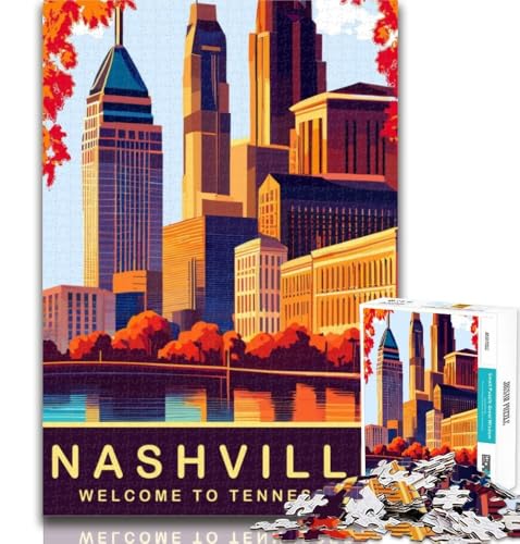 Puzzles Nashville Puzzles 1000 Teile für Erwachsene, Lernspiele, Heimdekoration, Geschenk für die ganze Familie, 75x50cm von GOIUYTGM
