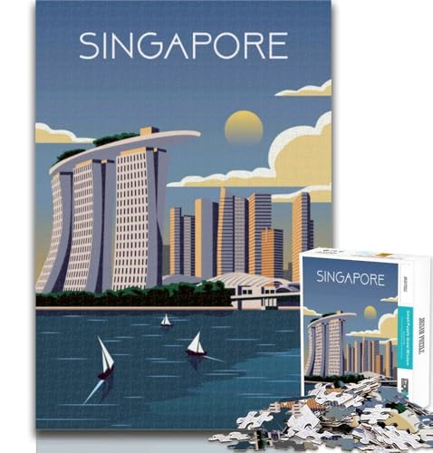 Puzzles Singapur City Art Reisepuzzles für Teenager 1000 Teile, Wanddekoration Einzigartige Geburtstags Geeignet für Und 14 75x50cm von GOIUYTGM