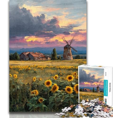 Puzzles Sunflower Farm Puzzles für Teenager 1000 Teile, Dekomprimierendes intellektuelles Lernspielzeug Tolle Geschenke und Spielzeuge 26x38cm von GOIUYTGM