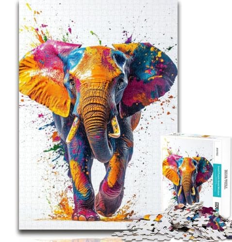 Puzzles für Erwachsene, Aquarell-Elefanten-Puzzles für Erwachsene, 1000 Teile, Lernspielzeug und Spiele für Erwachsene und Jugendliche, 26x38cm von GOIUYTGM