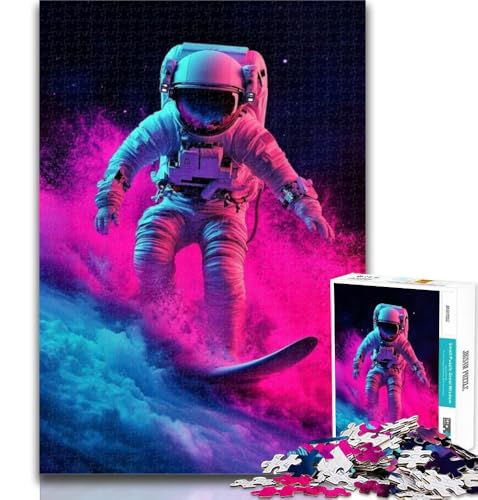 Puzzles für Erwachsene, Astronauten-Weltraum-Surfen, Puzzles für Erwachsene, Spielzeug, Lernspiele, Stressabbau, tolle Geschenke und Spielzeuge, 50x75cm von GOIUYTGM