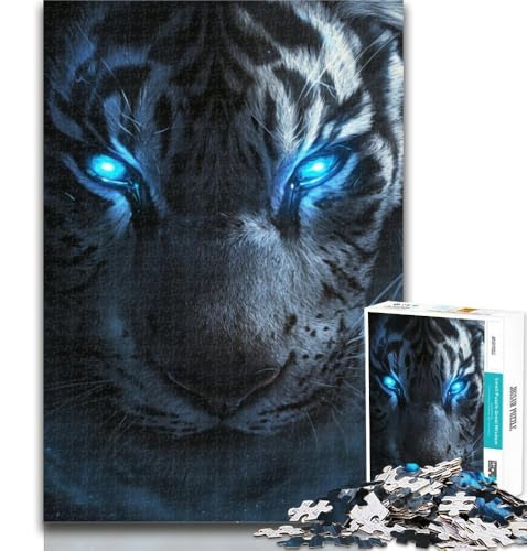 Puzzles für Erwachsene, Blauäugiger Tiger, Puzzle für Erwachsene, 1000 Teile, Lernspielzeug und Spiele für Erwachsene und Jugendliche, 26x38cm von GOIUYTGM