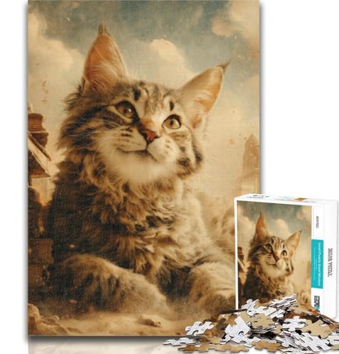 Puzzles für Erwachsene, Happy Cat, Puzzles 1000 Teile, Geschenke für Erwachsene, Familienunterhaltungsspielzeug, ganze Familie, 26x38cm von GOIUYTGM