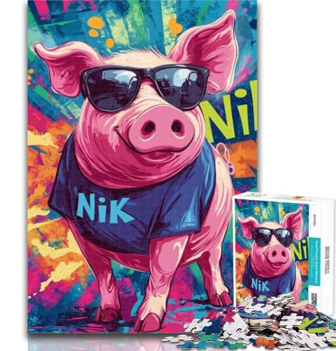 Puzzles für Erwachsene, Hip-Hop-Schwein, Puzzles für Erwachsene, Spielzeug, Lernspiele, Stressabbau, tolle Geschenke und Spielzeuge, 50x75cm von GOIUYTGM