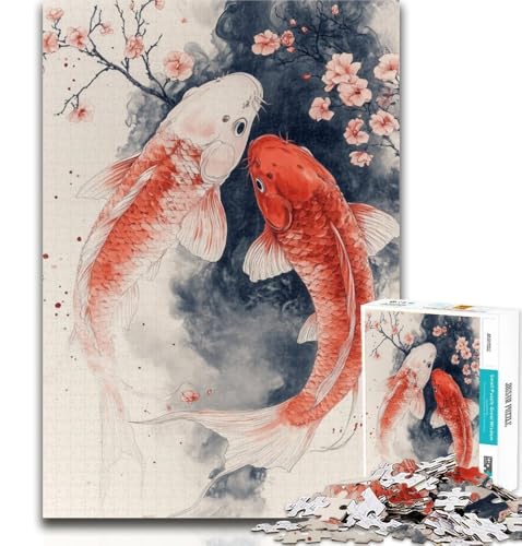 Puzzles für Erwachsene, Koi-Puzzle im japanischen Stil für Erwachsene, 1000 Teile, Lernspielzeug und Spiele für Erwachsene und Jugendliche, 26x38cm von GOIUYTGM