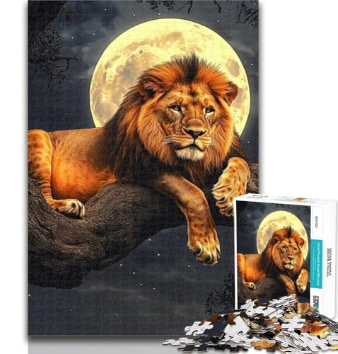 Puzzles für Erwachsene, Löwe unter dem Mond, Puzzles für Erwachsene 1000, Lernspielzeug, Familienspiele, Geburtstagsgeschenk, Geschenke, 50x75cm von GOIUYTGM