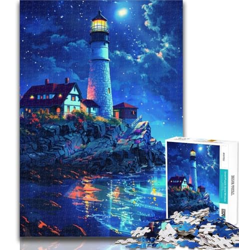 Puzzles für Erwachsene, Neon-Leuchtturm, Puzzles für Erwachsene, Spielzeug, Lernspiele, Stressabbau, tolle Geschenke und Spielzeuge, 50x75cm von GOIUYTGM