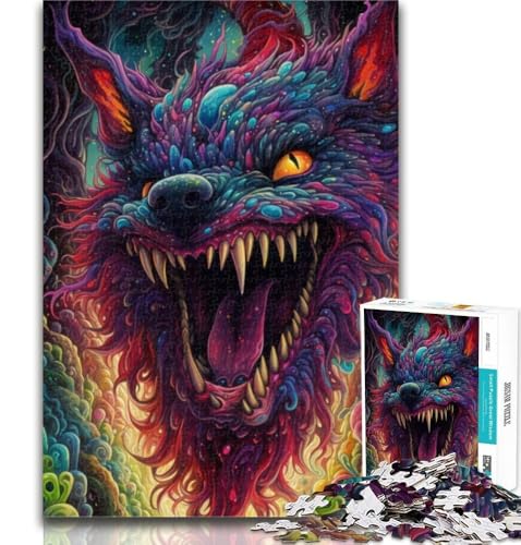 Puzzles für Erwachsene, Psychedelic Art Wolf, Puzzles für Erwachsene, Spielzeug, Lernspiele, Stressabbau, tolle Geschenke und Spielzeuge, 26x38cm von GOIUYTGM