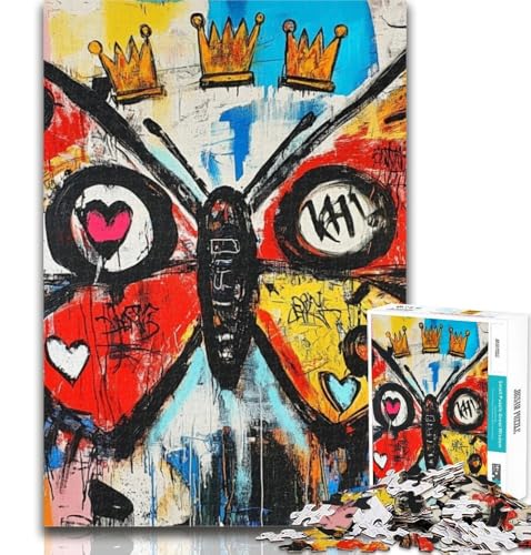 Puzzles für Erwachsene, Schmetterlings-Puzzle im Basquiat-Stil für Erwachsene, 1000 Teile, Lernspielzeug und Spiele für Erwachsene und Jugendliche, 26x38cm von GOIUYTGM