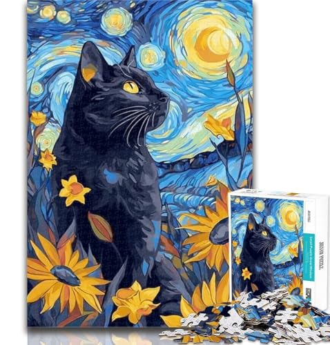 Puzzles für Erwachsene, Schwarze Katze, Puzzles für Erwachsene, 1000 Teile, Lernspielzeug und Spiele für Erwachsene und Jugendliche, 26x38cm von GOIUYTGM