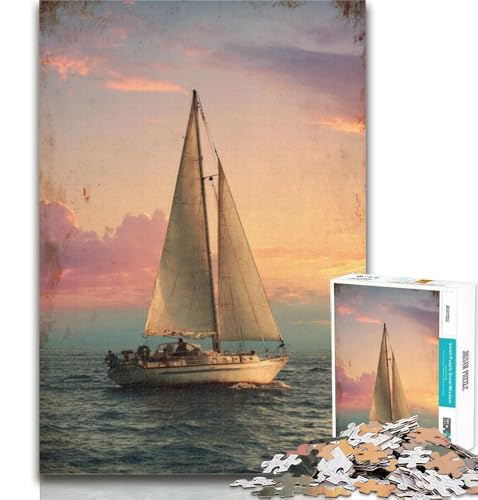 Puzzles für Erwachsene, Segelboot, das den Ozean segelt, Puzzles für Erwachsene, Spielzeug, Lernspiele, Stressabbau, tolle Geschenke und Spielzeuge, 26x38cm von GOIUYTGM