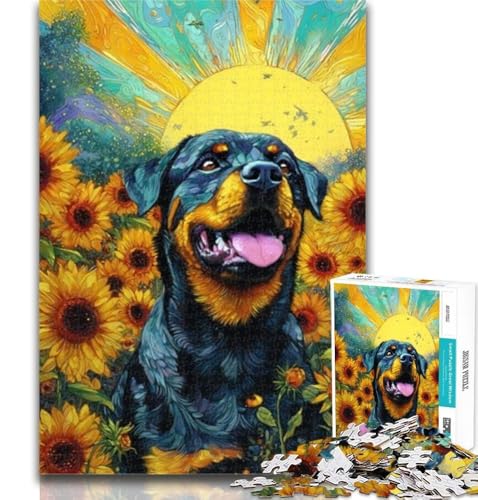 Puzzles für Erwachsene, Sonnenblumen-Rottweiler, Puzzles für Erwachsene, Spielzeug, Lernspiele, Stressabbau, tolle Geschenke und Spielzeuge, 26x38cm Puzzles für Erwachsene, Sonnenblumen-Rottweiler, Puzzles für Erwachsene, Spielzeug, Lernspiele, Stressabbau, tolle Geschenke und Spielzeuge, 26x38cm von GOIUYTGM