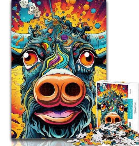 Puzzles für Erwachsene, Tier-Büffel-Puzzles für Erwachsene, Spielzeug, Lernspiele, Stressabbau, tolle Geschenke und Spielzeuge, 50x75cm von GOIUYTGM