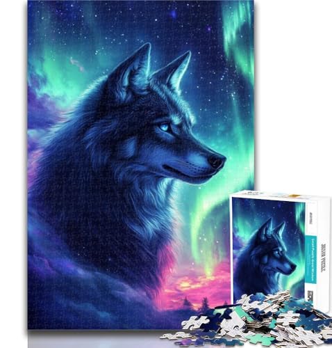 Puzzles für Erwachsene, Wolf unter der Aurora, Puzzles für Erwachsene, Spielzeug, Lernspiele, Stressabbau, tolle Geschenke und Spielzeuge, 50x75cm von GOIUYTGM
