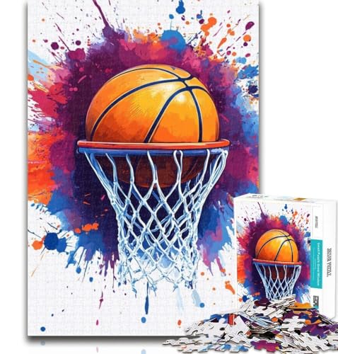 Puzzles für Erwachsene Aquarell-Basketball-Puzzles für Erwachsene, Spielzeug, Lernspiele, Stressabbau, tolle Geschenke und Spielzeuge, 26x38cm von GOIUYTGM