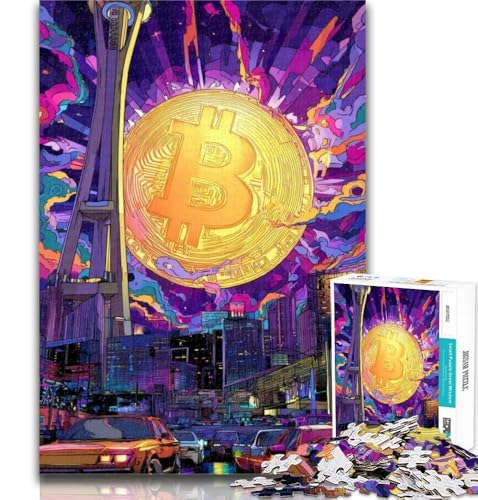 Puzzles für Erwachsene Bitcoin-Logo-Puzzles für Erwachsene 1000 Teile, Lernspielzeug und Spiele für Erwachsene und Jugendliche 50x75cm von GOIUYTGM