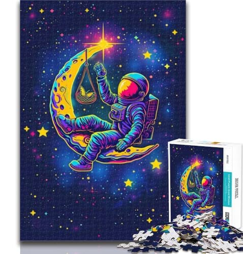 Puzzles für Erwachsene und Jugendliche, Astronauten auf dem Mond, Lernspiele, Heimdekoration, geeignet für die Schreibtischdekoration, 26x38cm von GOIUYTGM