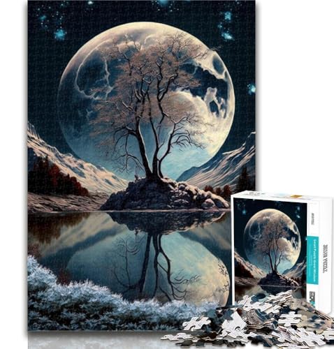 Puzzles für Erwachsene und Jugendliche, Baum auf dem Mond, Lernspiele, Heimdekoration, geeignet für die Schreibtischdekoration, 26x38cm von GOIUYTGM