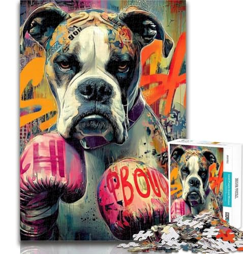 Puzzles für Erwachsene und Jugendliche, Boxerhund-Puzzle, Lernspiele, Heimdekoration, geeignet für die Schreibtischdekoration, 26x38cm von GOIUYTGM