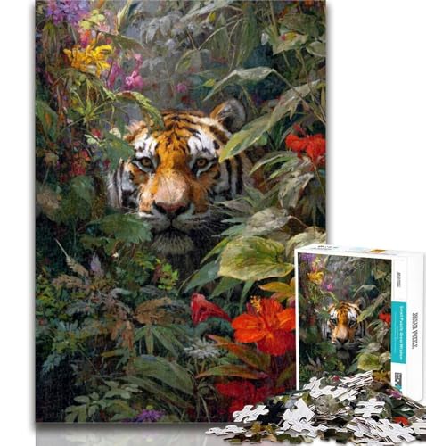 Puzzles für Erwachsene und Jugendliche, Dschungeltiger-Puzzle, Lernspiele, Heimdekoration, geeignet für die Schreibtischdekoration, 26x38cm von GOIUYTGM
