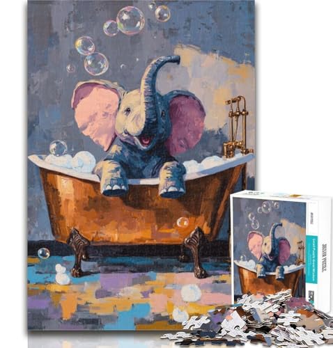 Puzzles für Erwachsene und Jugendliche, Elefant in der Badewanne, Lernspiele, Heimdekoration, geeignet für die Schreibtischdekoration, 26x38cm von GOIUYTGM