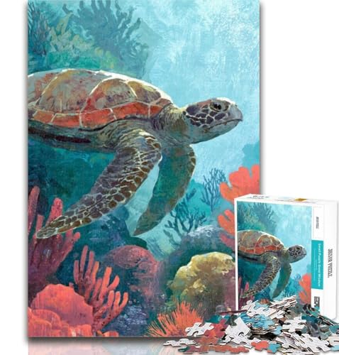 Puzzles für Erwachsene und Jugendliche, Fantasy-Schildkröten-Puzzle, Lernspiele, Heimdekoration, geeignet für die Schreibtischdekoration, 26x38cm von GOIUYTGM