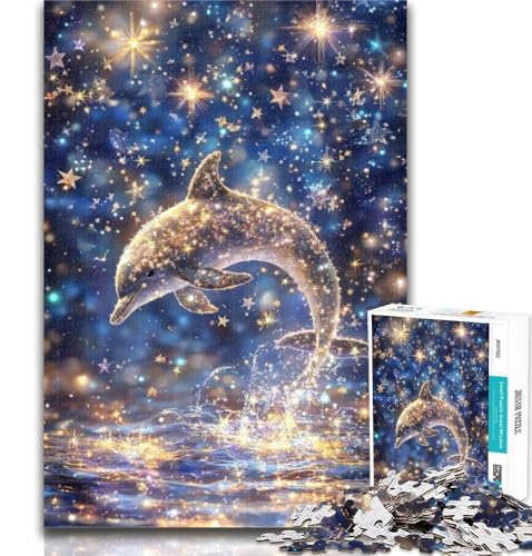 Puzzles für Erwachsene und Jugendliche, Galaxie-Delfin-Puzzle, Lernspiele, Heimdekoration, geeignet für die Schreibtischdekoration, 26x38cm von GOIUYTGM