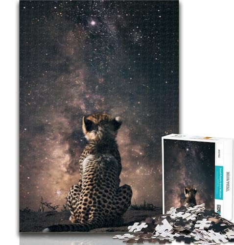 Puzzles für Erwachsene und Jugendliche, Galaxy Cheetah Jigsaw, Lernspiele, Heimdekoration, geeignet für die Schreibtischdekoration, 50x75cm von GOIUYTGM