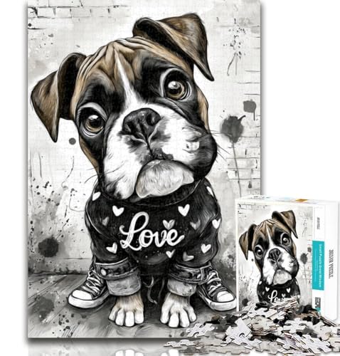 Puzzles für Erwachsene und Jugendliche, Happy Boxer Puppy Jigsaw, Lernspiele, Heimdekoration, geeignet für die Schreibtischdekoration, 26x38cm Puzzles für Erwachsene und Jugendliche, Happy Boxer Puppy Jigsaw, Lernspiele, Heimdekoration, geeignet für die Schreibtischdekoration, 26x38cm von GOIUYTGM
