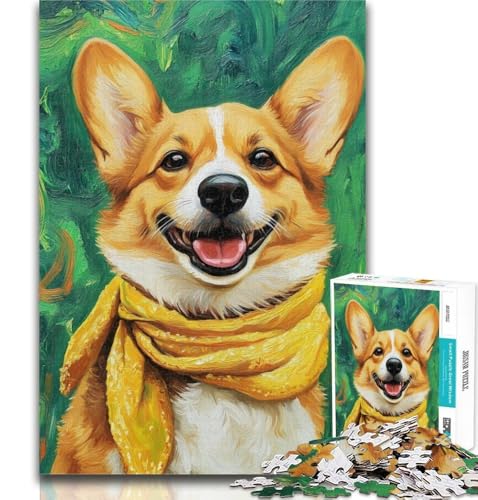 Puzzles für Erwachsene und Jugendliche, Happy Corgi Jigsaw, Lernspiele, Heimdekoration, geeignet für die Schreibtischdekoration, 26x38cm von GOIUYTGM
