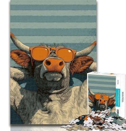 Puzzles für Erwachsene und Jugendliche, Highland Cow Jigsaw, Lernspiele, Heimdekoration, geeignet für die Schreibtischdekoration, 26x38cm von GOIUYTGM