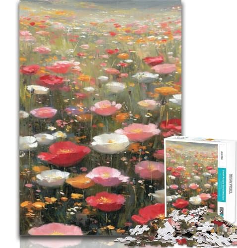 Puzzles für Erwachsene und Jugendliche, Mohnblumen-Ölgemälde, Lernspiele, Heimdekoration, geeignet für die Schreibtischdekoration, 26x38cm von GOIUYTGM