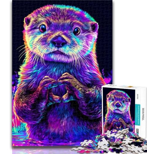 Puzzles für Erwachsene und Jugendliche, Neon-Otter-Puzzle, Lernspiele, Heimdekoration, geeignet für die Schreibtischdekoration, 26x38cm von GOIUYTGM