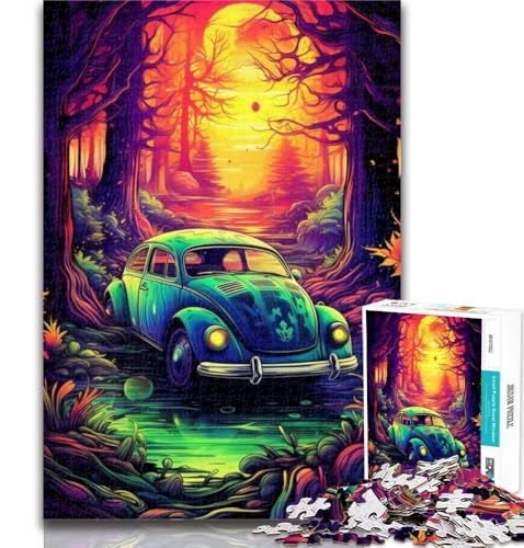 Puzzles für Erwachsene und Jugendliche, Neonauto in der Natur, Lernspiele, Heimdekoration, geeignet für die Schreibtischdekoration, 26x38cm von GOIUYTGM