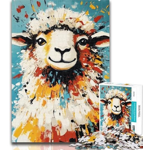 Puzzles für Erwachsene und Jugendliche, Ölgemälde mit Schafen, Lernspiele, Heimdekoration, geeignet für die Schreibtischdekoration, 26x38cm von GOIUYTGM