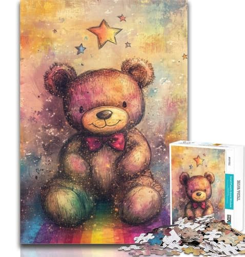 Puzzles für Erwachsene und Jugendliche, Teddybär-Puzzle, Lernspiele, Heimdekoration, geeignet für die Schreibtischdekoration, 26x38cm von GOIUYTGM
