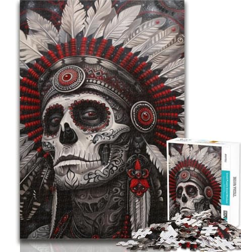 Puzzles für Erwachsene und Jugendliche, indisches Totenkopf-Puzzle, Lernspiele, Heimdekoration, geeignet für die Schreibtischdekoration, 26x38cm von GOIUYTGM