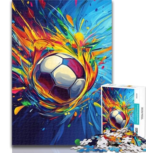 Puzzles für Jugendliche, Fußball-Ölgemälde, Puzzles für Erwachsene, 1000 Teile, Spielzeug, Lernspiele, Stressabbau, Stärkung der Liebe zwischen Paaren, 26x38cm von GOIUYTGM