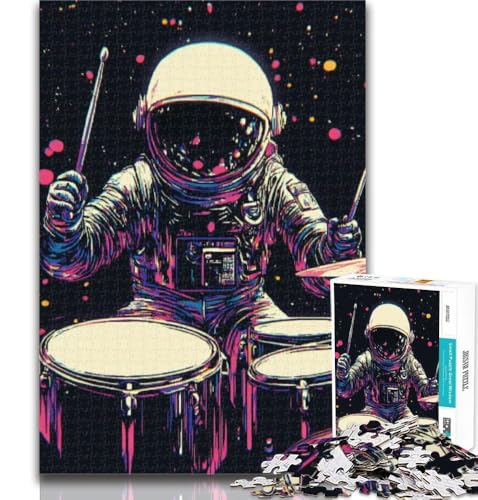 Puzzles für Teenager, Astronaut spielt Schlagzeug, Puzzles 1000 Teile für Erwachsene, künstlerische Wanddekoration und Geburtstagsgeschenkidee für Freunde, Home Office, 26x38cm von GOIUYTGM