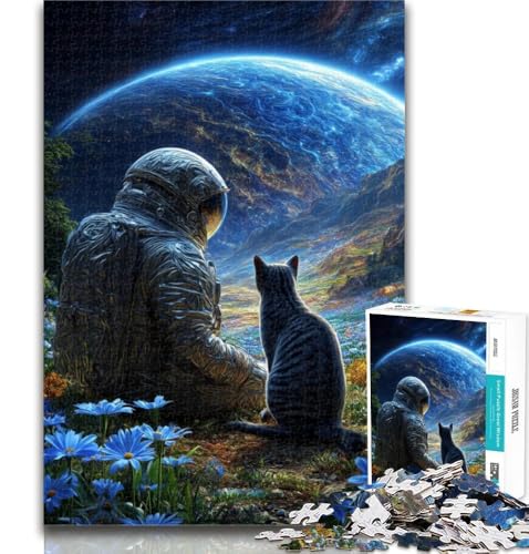 Puzzles für Teenager, Astronautenkatze, Puzzles für Erwachsene, Lernspiele, Heimdekoration, Geschenk für die ganze Familie, 50x75cm von GOIUYTGM